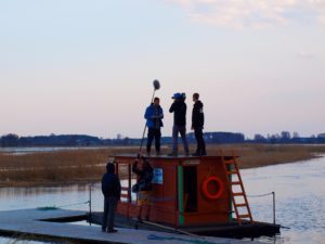 Łukasz Tulej na spływie tratwą